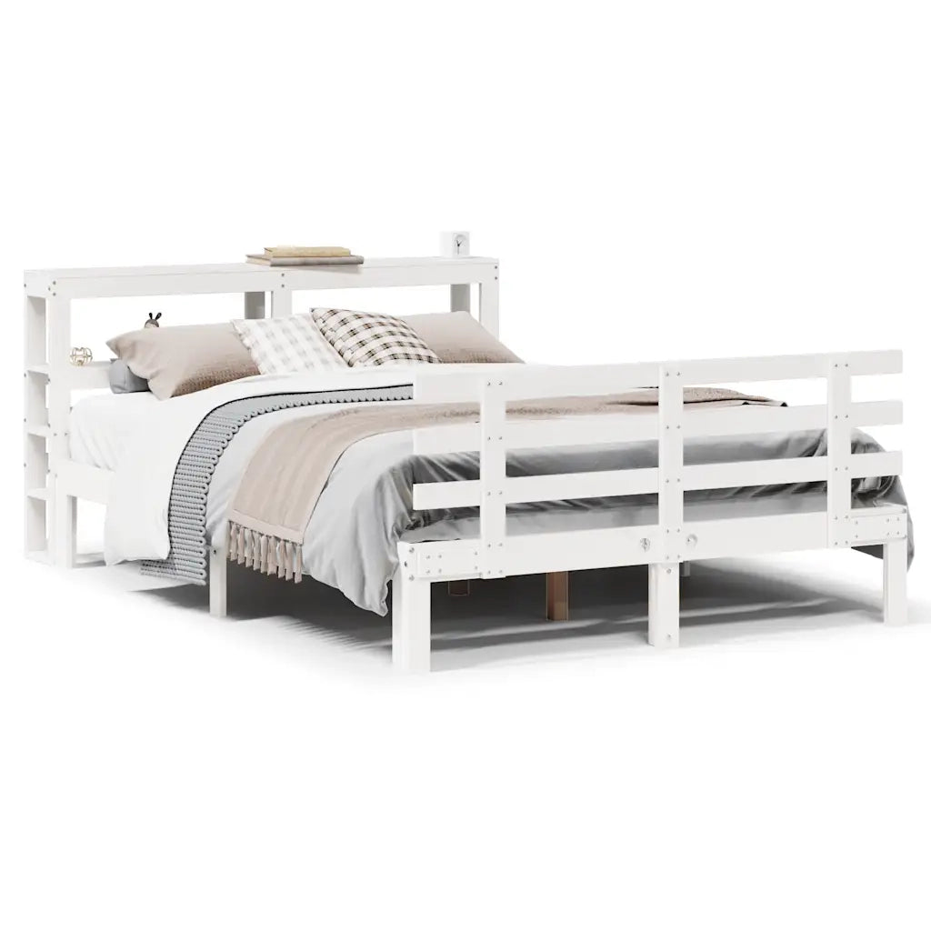 vidaXL Giroletto con Testiera Bianco 150x200 cm Legno Massello di Pino