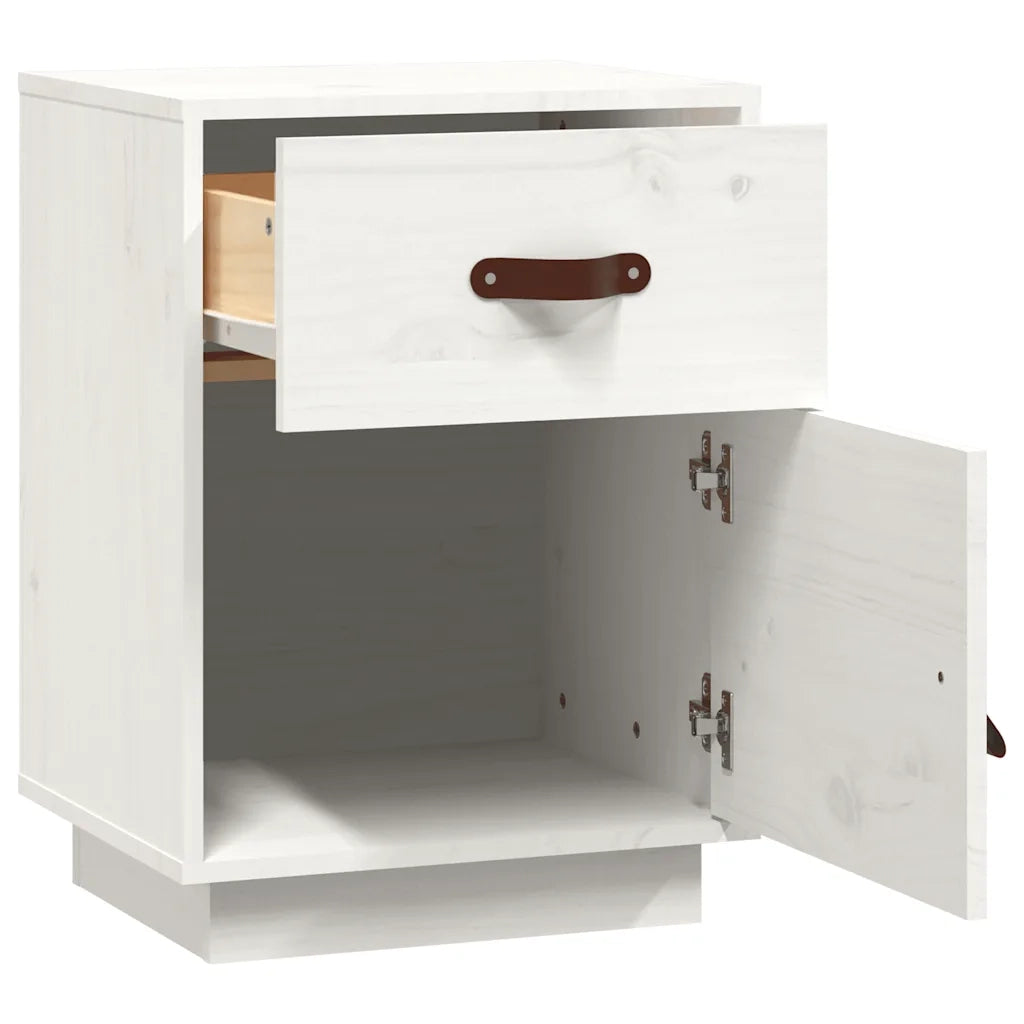 Comodino Bianco 40x34x55 cm in Legno Massello di Pino cod mxl 29885