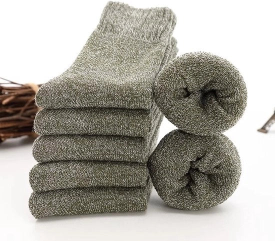 5 paia calze caldi per uomini, calze termiche in pile, regalo d'inverno per uomini, misure 37-45, Verde