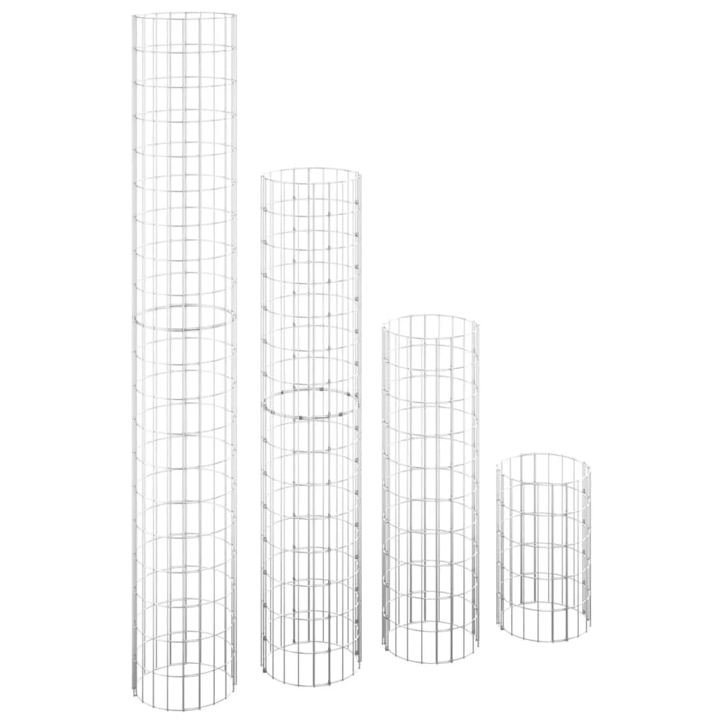 Gabbioni circolari rialzati set da 4 Ø30 x 50/100/150/200 cm argento 02_0039949