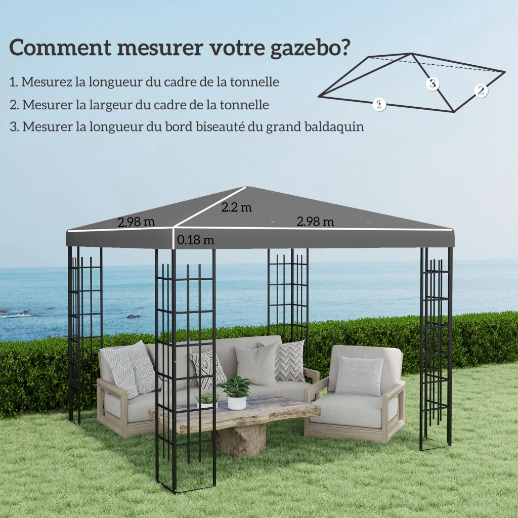 Tenda da giardino 3x3 metri ¨C zephmum ¨C grigio scuro UPF30+