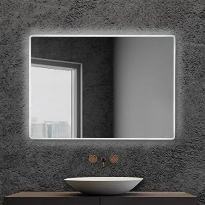 Specchio bagno 80x60 cm reversibile con cornice slim LED naturale