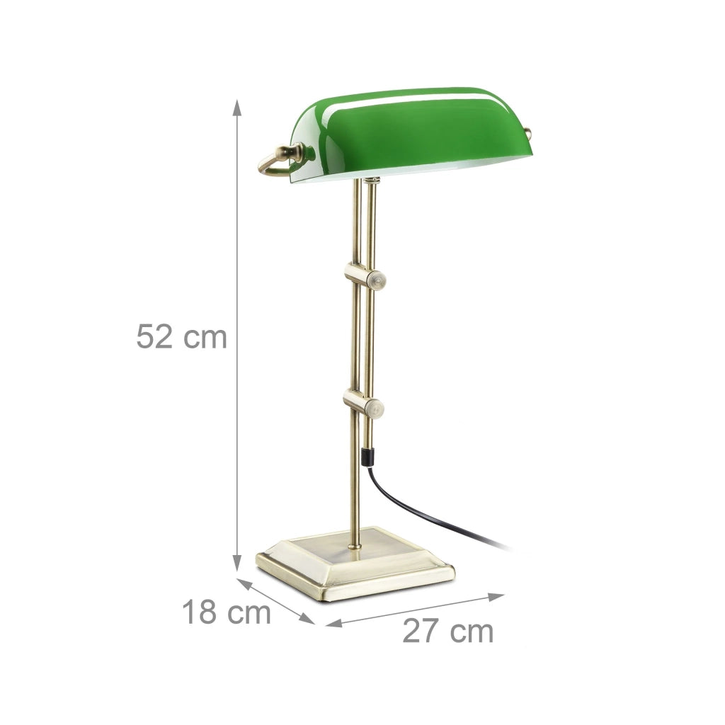 Lampada da tavolo vintage regolabile altezza 40 x 20 x 20 cm in metallo ottone verde 13_0003870