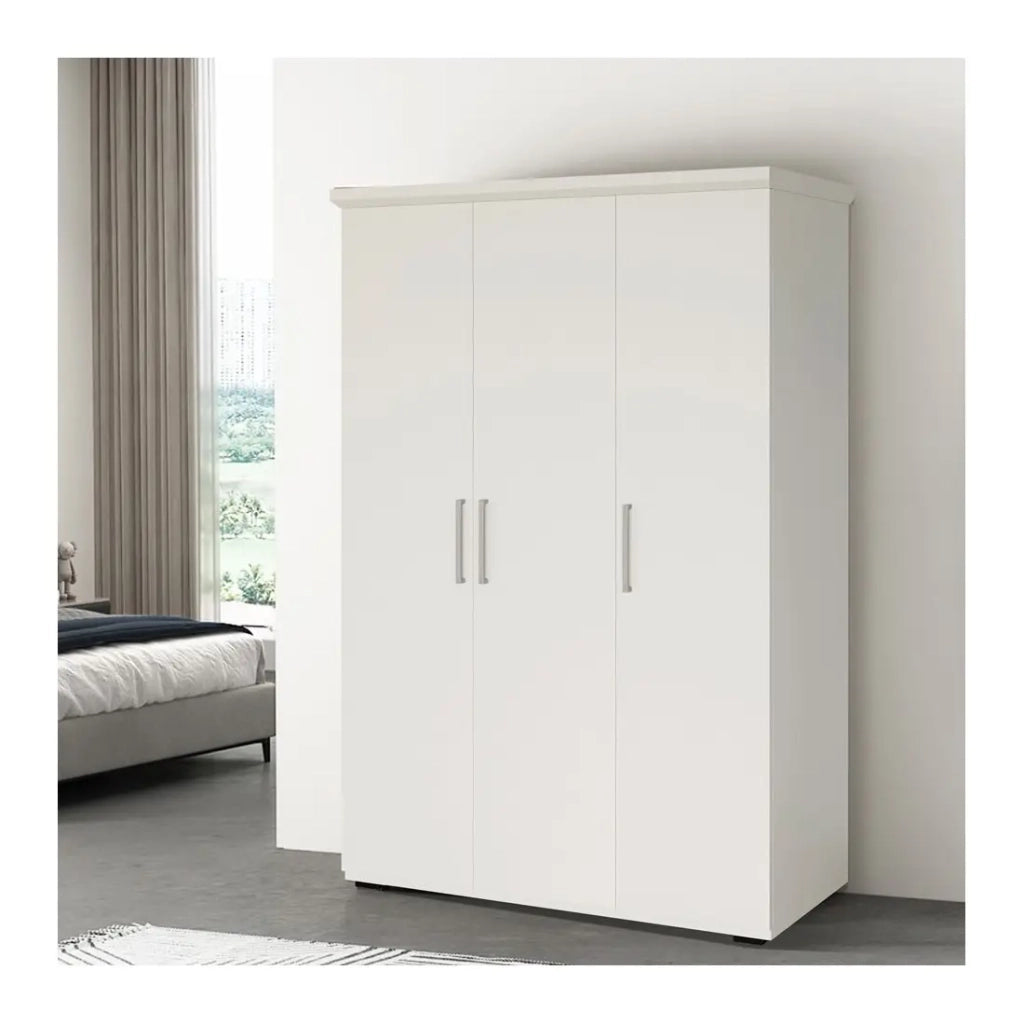 Armadio TOM 3 porte bianco opaco con guardaroba 120 cm