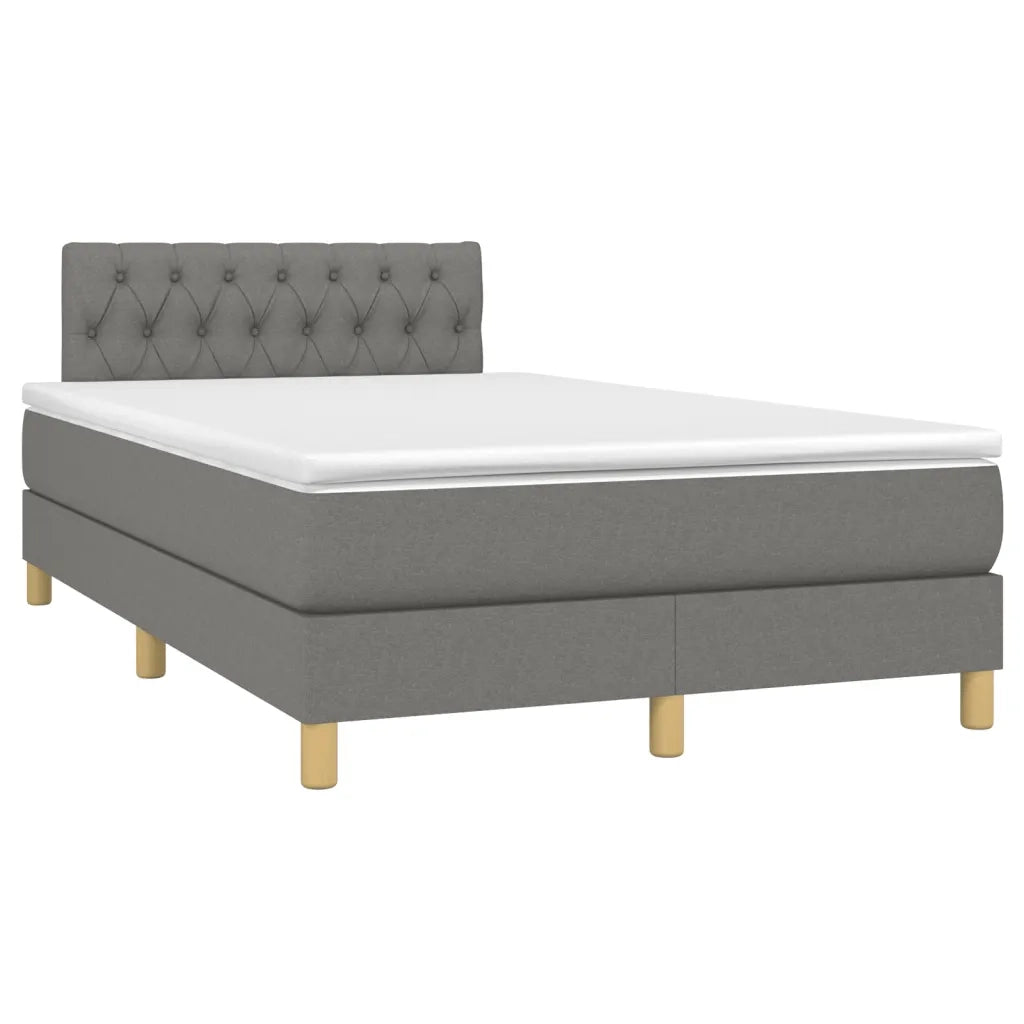 Letto a Molle Materasso e LED Grigio Scuro 120x190cm in Tessuto 3270110
