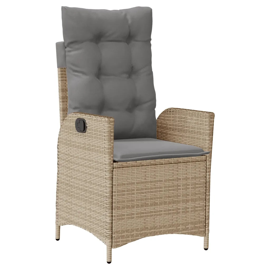 Set da Pranzo da Giardino 9 pz con Cuscini Beige in Polyrattan