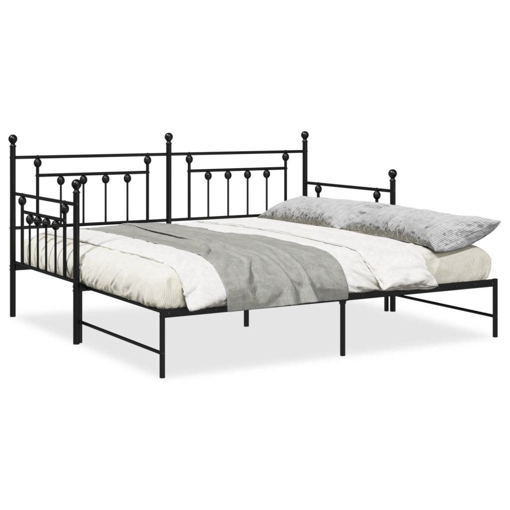 Struttura letto daybed con letto estraibile nera 100x190 cm in acciaio