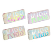 Trade Shop - Astuccio Penne Matite Multifunzione Design Peluche Scritta Kiss Paillettes 22x10cm 615082 -