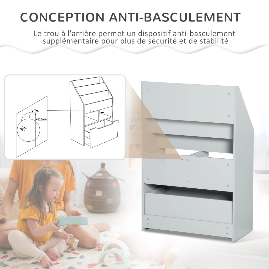 Libreria Scaffale Multistrato con Cassetti e Ripiani ¨C Minimal ¨C Grigio 80x30x180