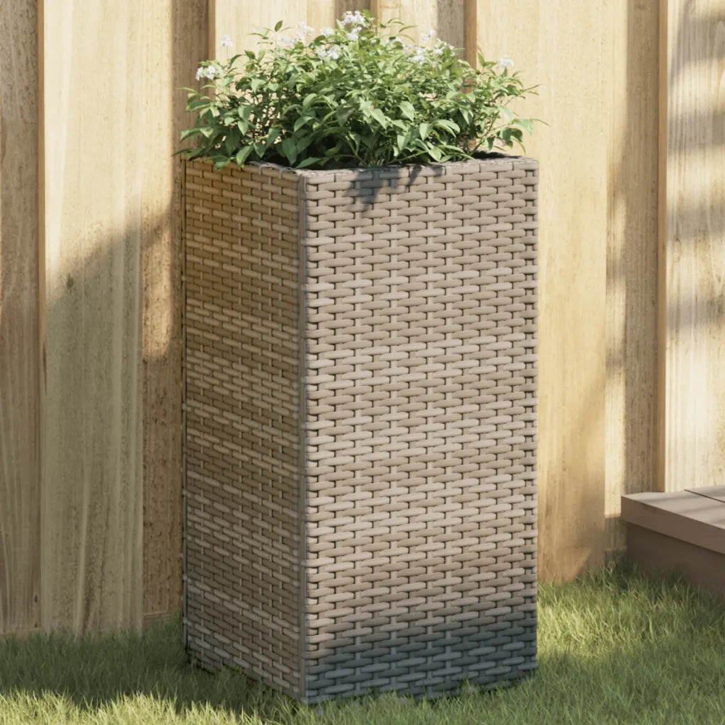 Fioriera da Giardino Grigia 30x30x60 cm in Polyrattan 366412