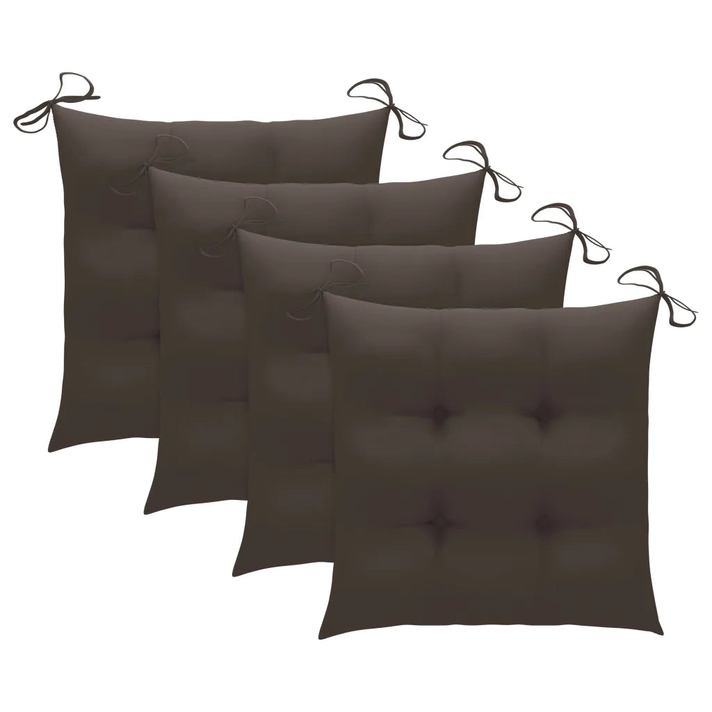 Sedie da Giardino e Cuscini Grigio Talpa 4 pz Massello di Teak cod mxl 48109