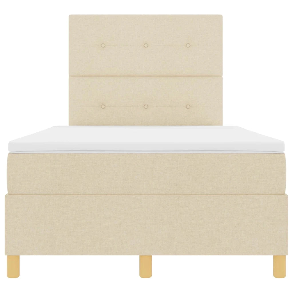 Letto a molle con materasso Crema 120 x 190 cm Tessuto 3339607