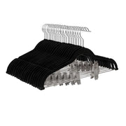 Set di 12 grucce in velluto con tacche e clip sottili antiscivolo salvaspazio gancio girevole per abiti camicie giacche cappotti lunghezza 42,5 cm nero 12_0003483