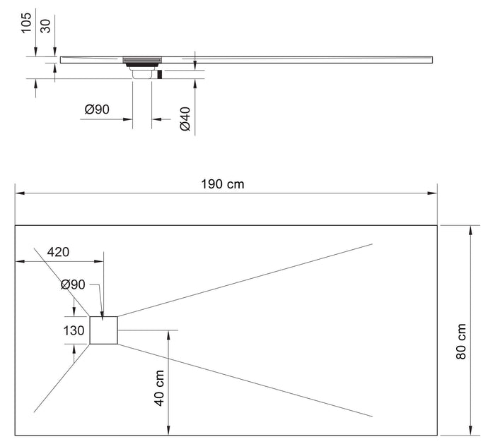 Piatto Doccia in Pietra 90x130 cm Pedrinelli Ardesia Stone Side Seppia