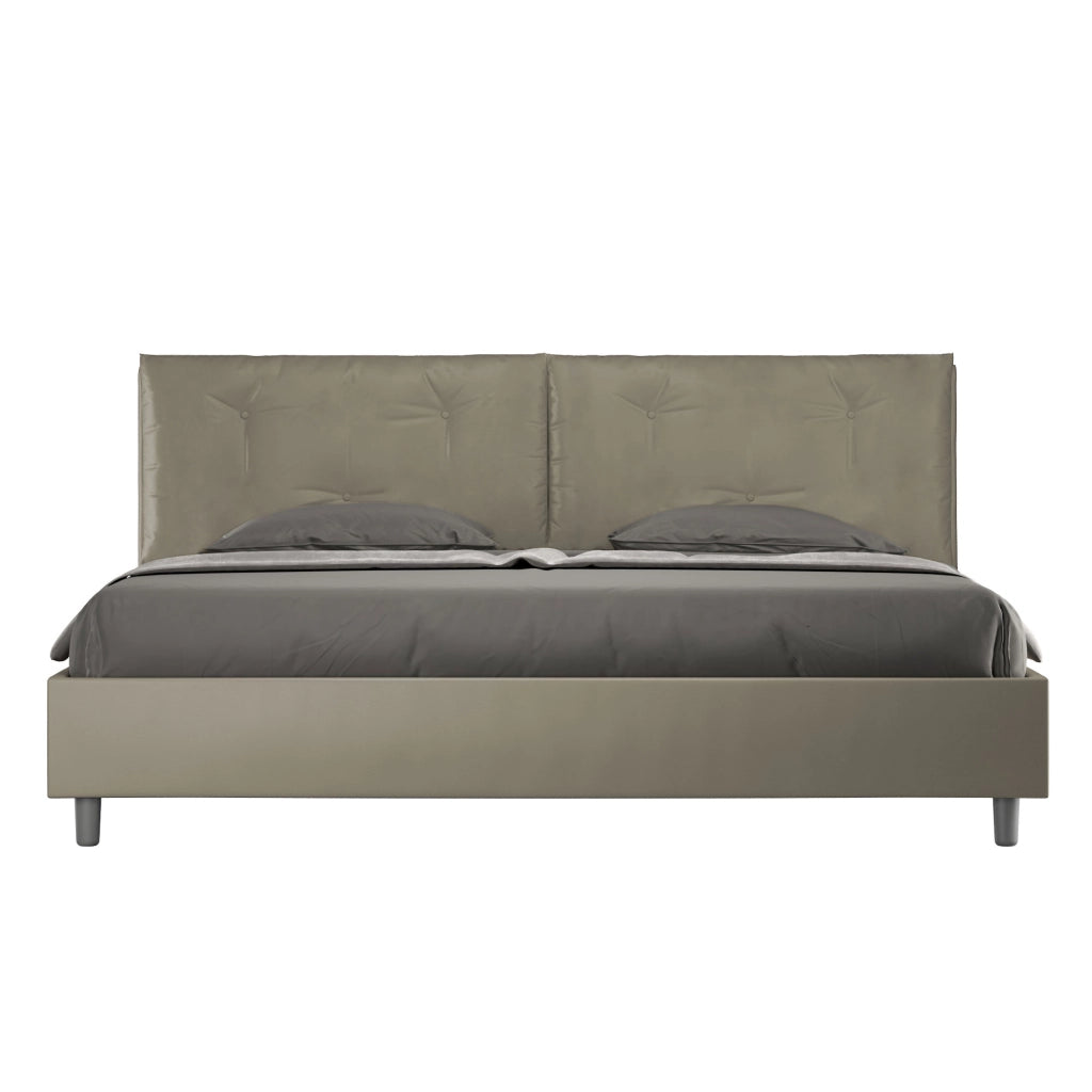 Letto Matrimoniale King Size 200x210 cm Senza Rete Imbottito in Similpelle Appia Large Cappuccino