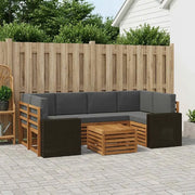 Set di divani da esterno con cuscino 7 pcs Naturale e Antracite