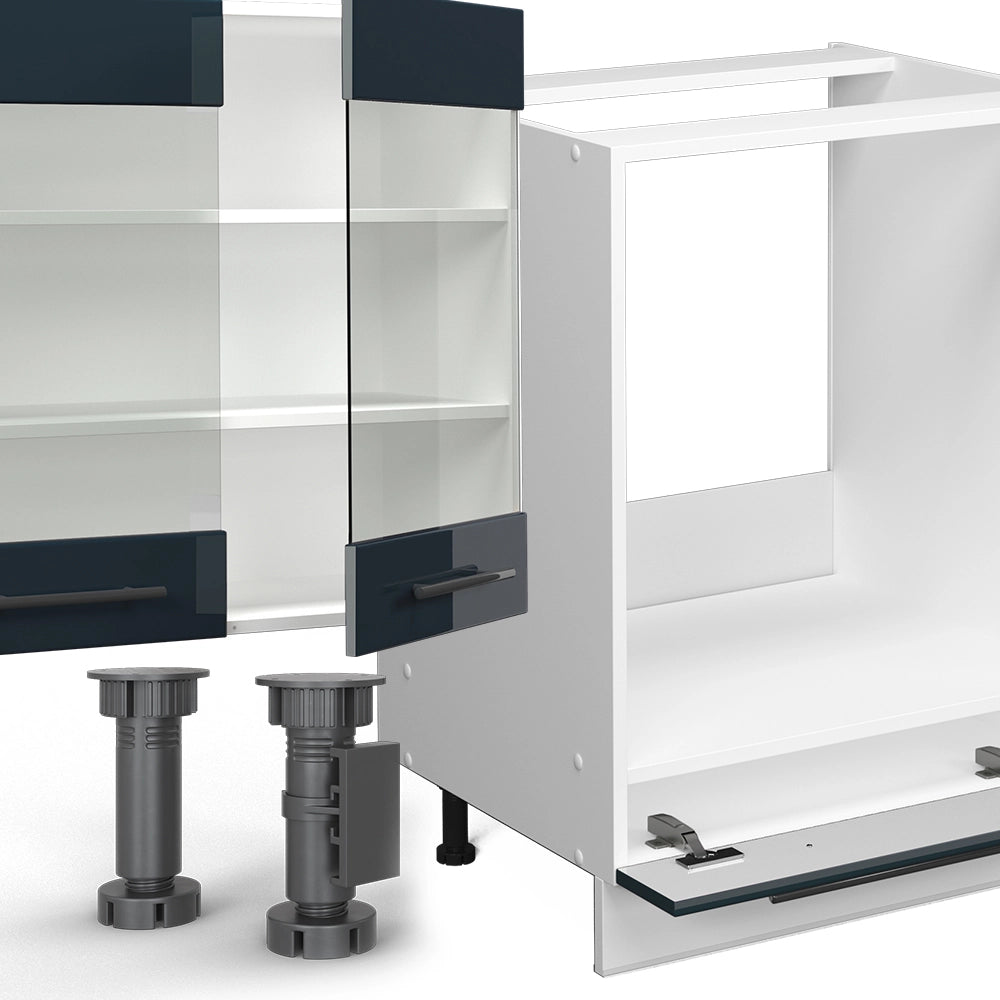Cucina componibile Fame-Line Blu scuro lucido/Bianco 355 cm, PL Antracite Vicco