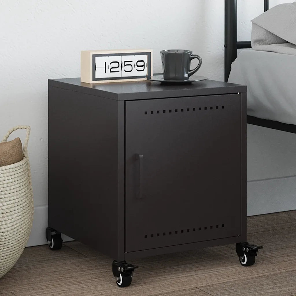 Comodino Nero 36x39x43,5 cm in Acciaio 846614
