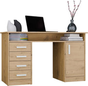Scrivania ADA rovere artisan 125 cm 4 cassetti mobile con ripiani per ufficio camera e laptop