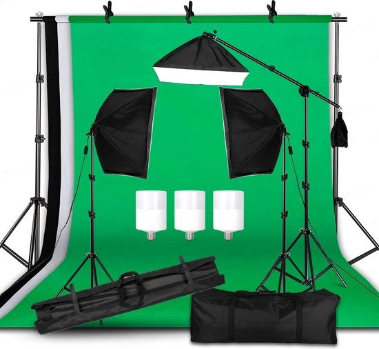 Set di Fotostudio con Box Fotografica e Fondali per Fotografia con Doccia Fotografica e Kit di Softbox con Illuminazione
