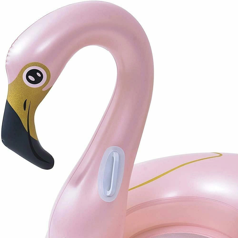Trade Shop - Ciambella Salvagente Cavalcabile Fenicottero Rosa Bambini 115cm Mare Piscina -