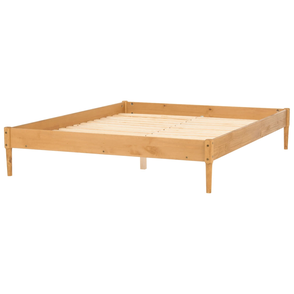 Letto matrimoniale in legno con rete a doghe in pino, senza testiera 160 x 200 cm marrone chiaro stile scandinavo naturale
