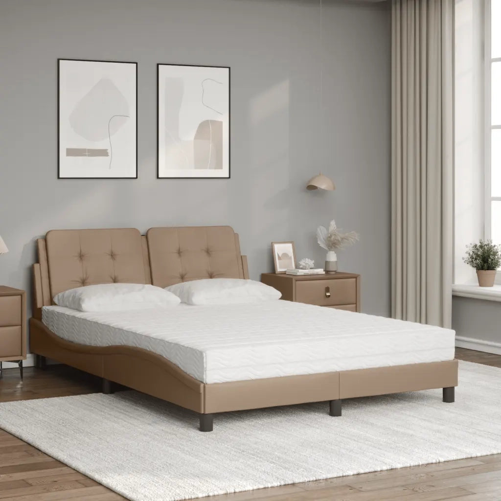 Letto matrimoniale | Letto per adulti | Giroletto senza Materasso Zadar Cappuccino 120x200cm Similpelle