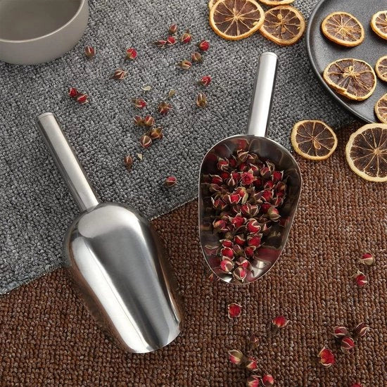 Set di due cucchiai per gelato e cucchiaio per gelato con supporto - Acciaio inossidabile - Set di 2 cucchiai per gelato e cucchiaio per gelato con supporto
