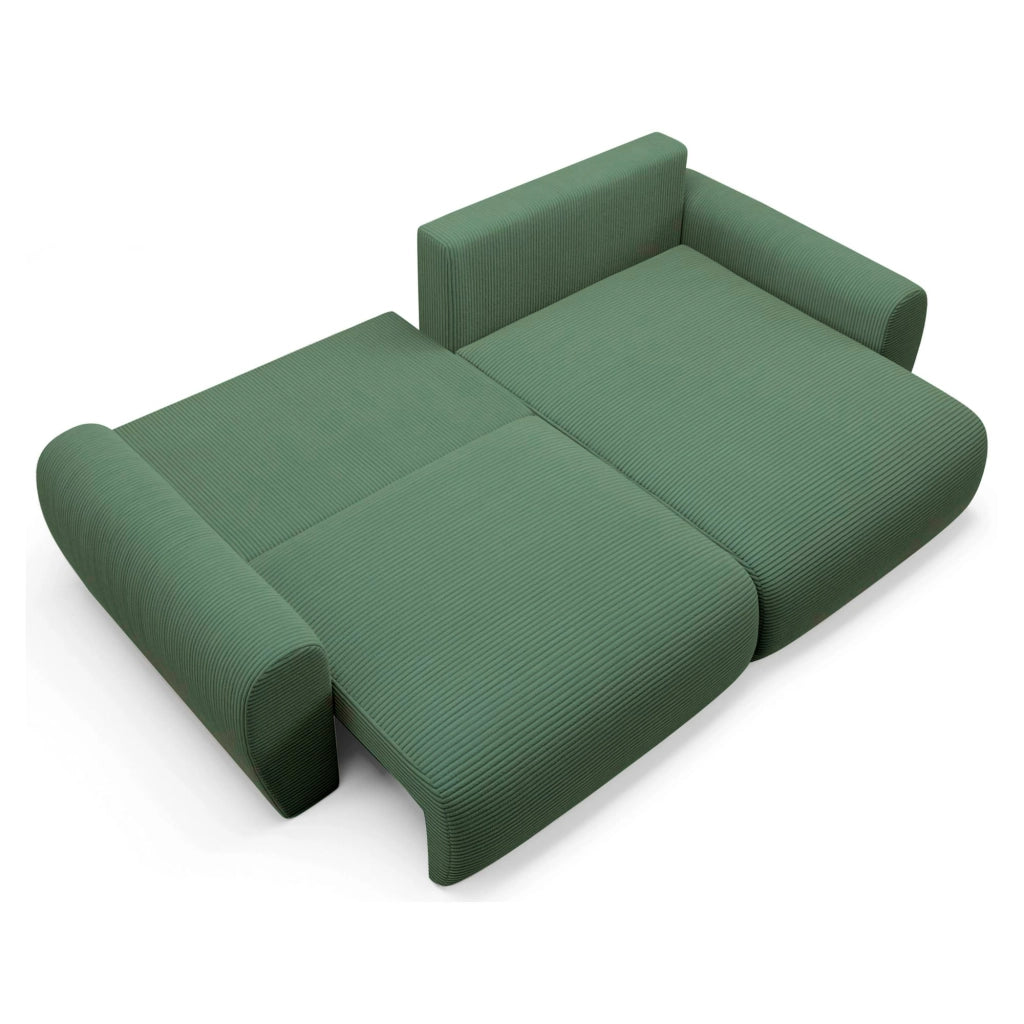 Paullo, Divano Letto con Penisola Contenitore, 253x153 cm Verde