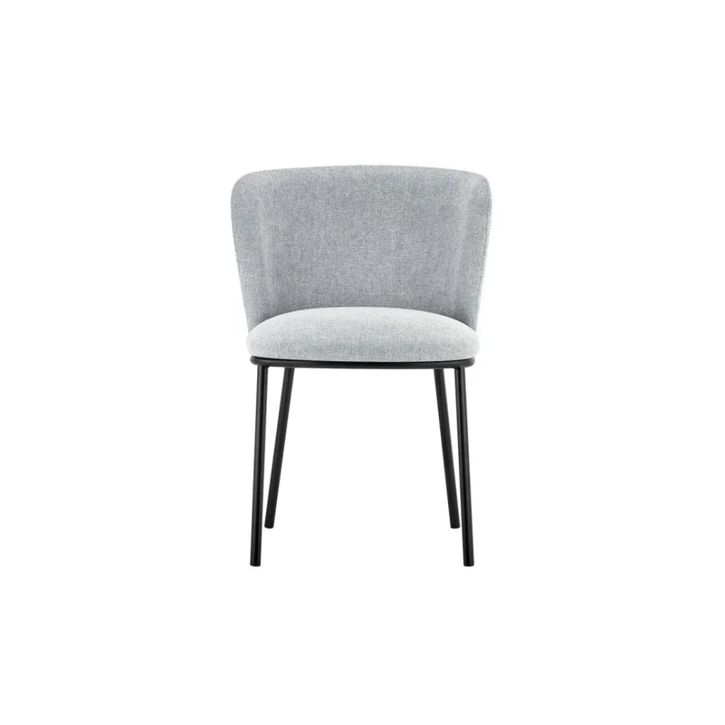 Sedia ARTHUS – Tessuto grigio chiaro con piedi in metallo nero – H76 × L52 × P54 cm