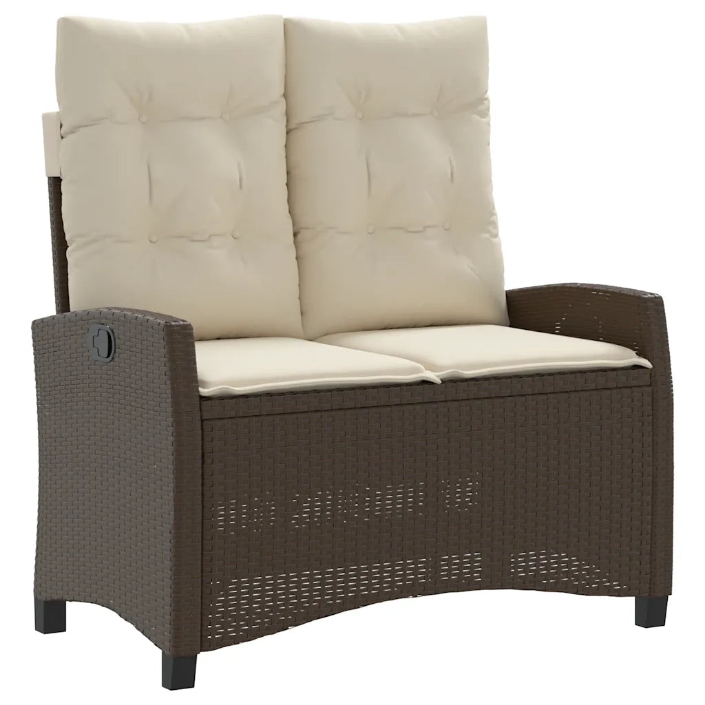 Panca Reclinabile da Giardino con Cuscini-Sgabello-Sedia da esterno Marrone in Polyrattan 217555