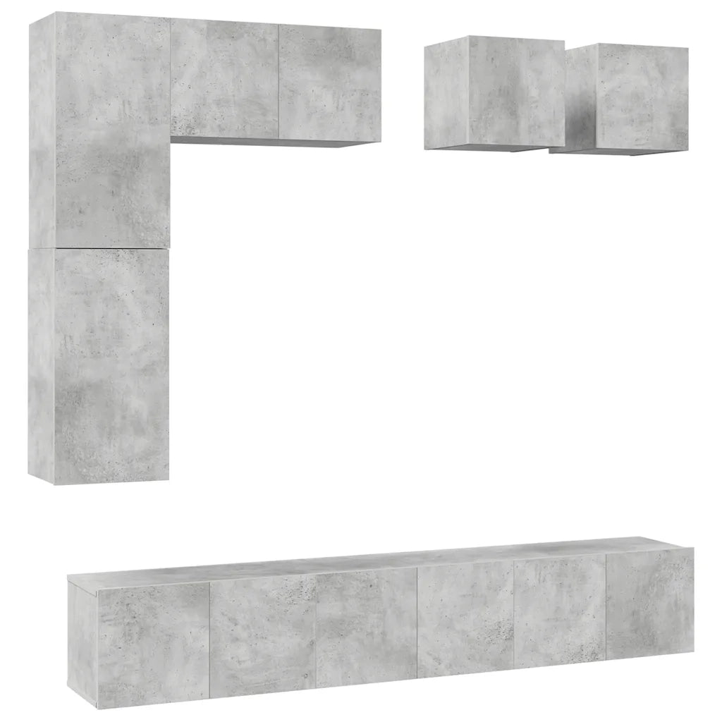 Set Porta TV 8 pz Grigio Cemento in Truciolato  cod mxl 64440