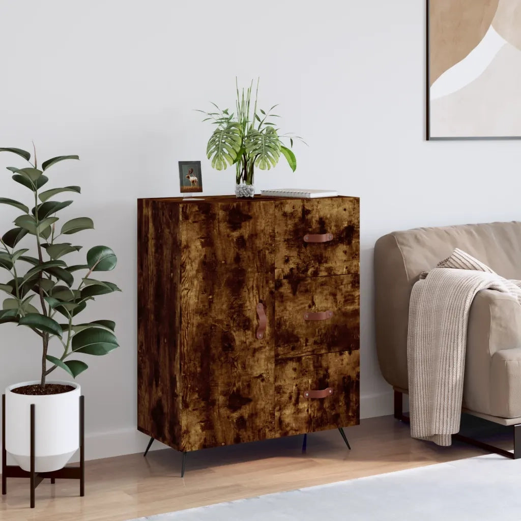 Credenza Rovere Fumo 69,5x34x90 cm in Legno Multistrato 827889