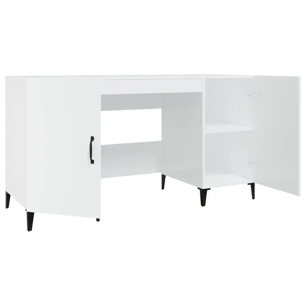 Scrivania | Tavolo da Ufficio Bianco Lucido 140x50x75 cm in Legno Multistrato