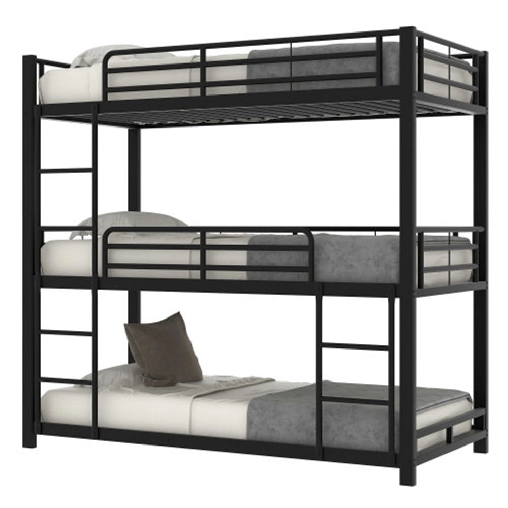 Letto a castello triplo - Xylo - 90x200cm - Nero - Per bambini adolescenti adulti