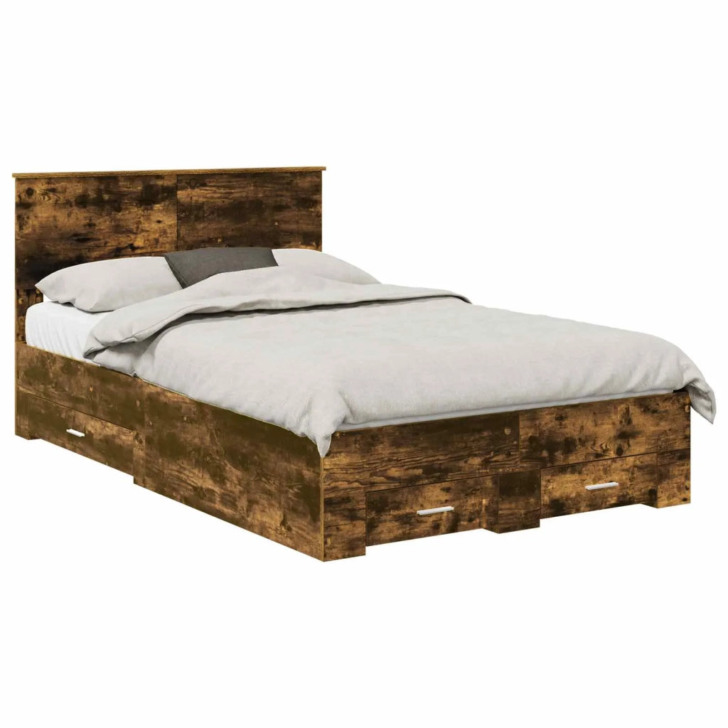 Struttura del letto Rovere fumé 135 x 190 cm Legno multistrato
