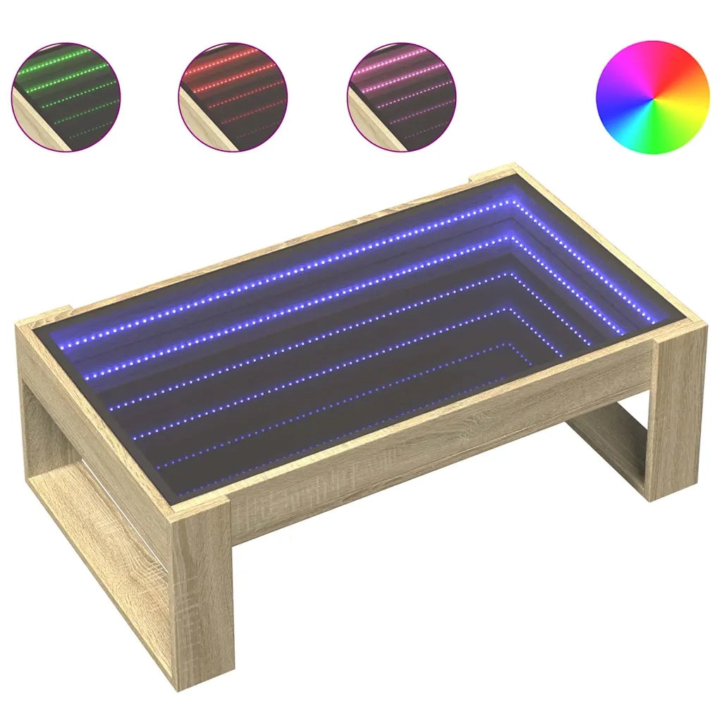 Tavolino da Salotto con LED Infinity Rovere Sonoma 90x53x30 cm 847639