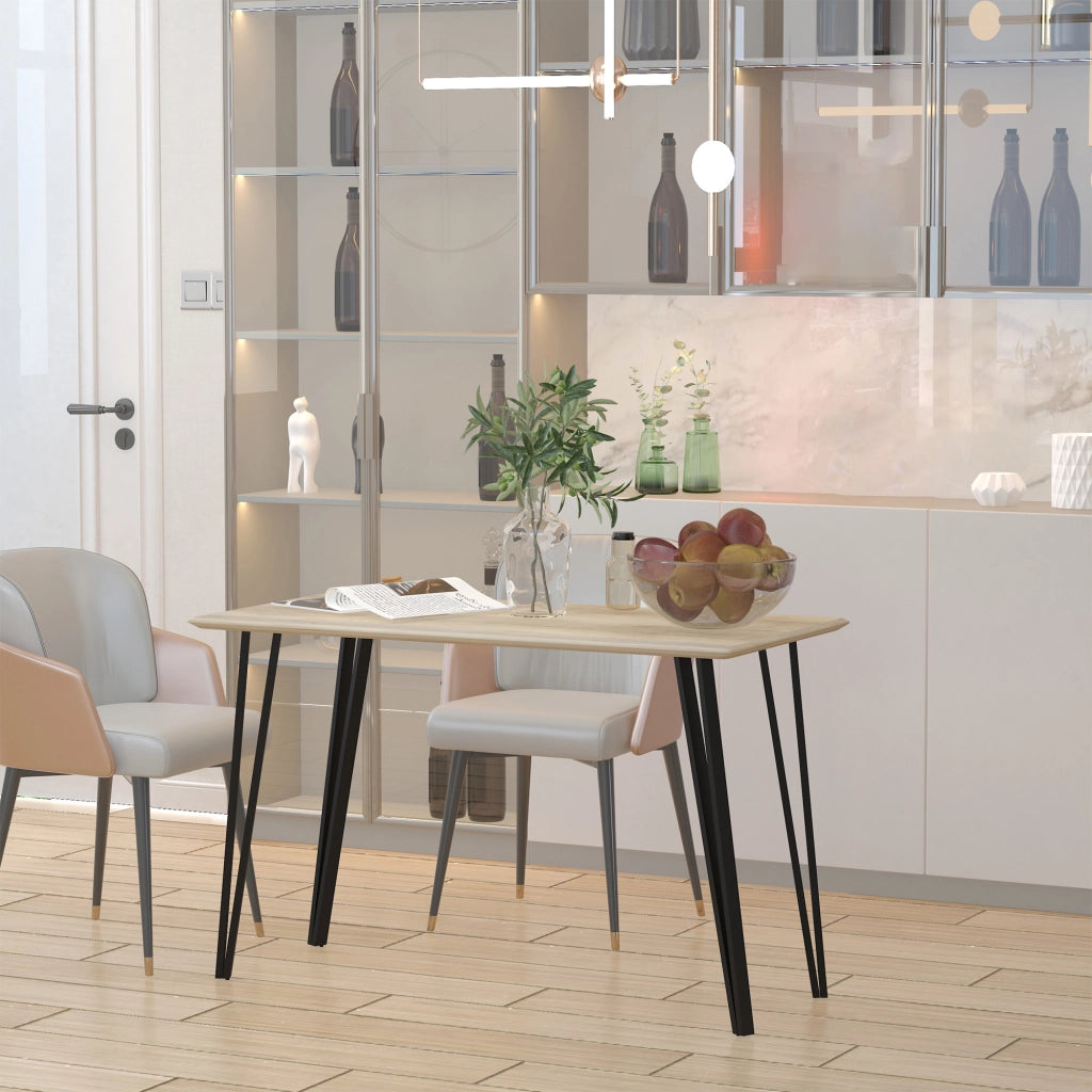 Tavolo da pranzo design industriale ¨C zephmum ¨C MDF effetto quercia chiaro, gambe metallo nero, 120x60x75 cm