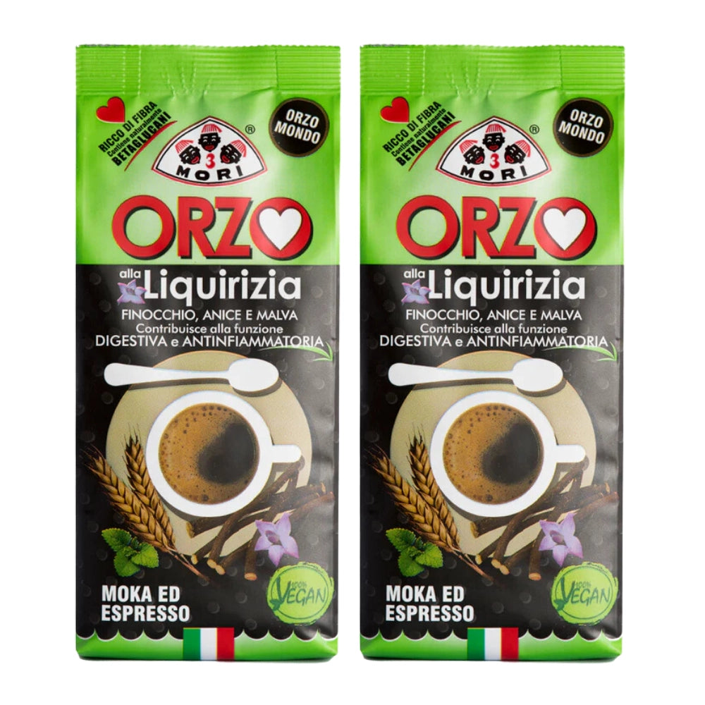 Tre mori orzo mondo alla liquirizia macinato per espresso e moka 2 da 250 grammi