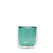No Bilia Set 4 Bicchieri Tumbler Vetrocamera Trasparente e Verde Lago, Design a Doppia Parete in Vetro Borosilicato Soffiato a Mano, Moderni