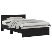Letto matrimoniale | Letto per adulti | Struttura del letto con testiera Rovere Nero 193 x 125 x 70 cm