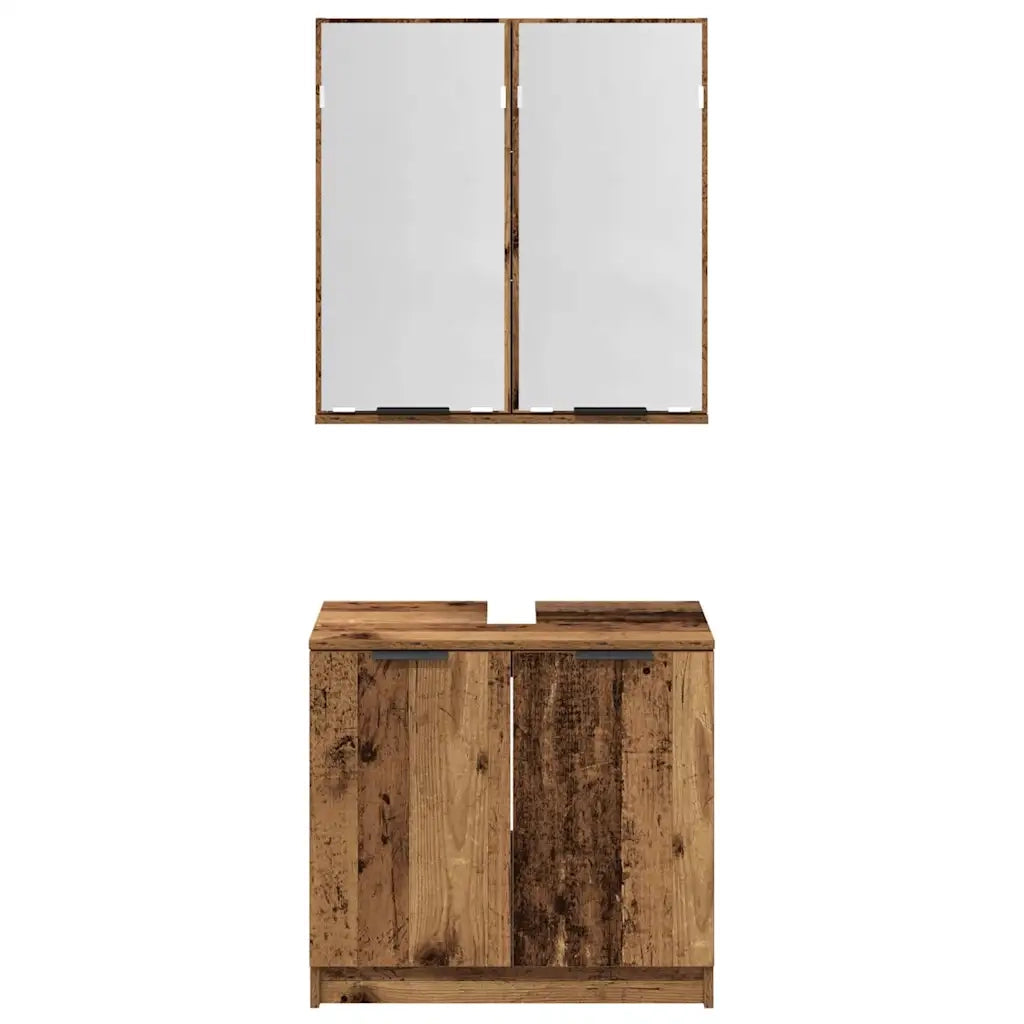 Set di Armadi da Bagno Legno vecchio Legno multistrato 3415679