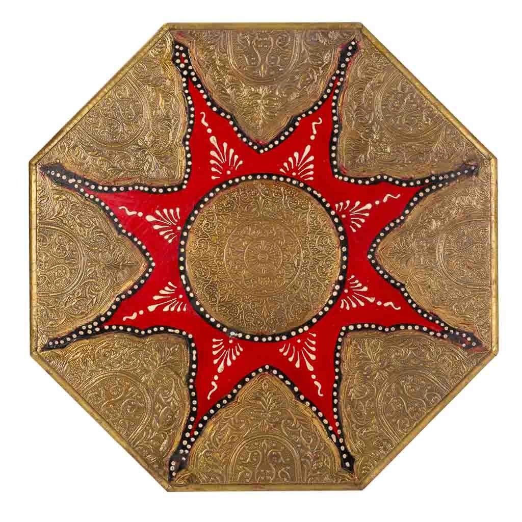 Tavolino in legno e metallo rosso 40x40x15,5h