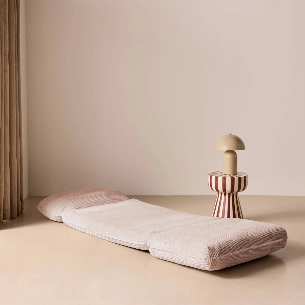 Poltrona letto convertibile velluto a coste grosse coste, rosa pallido