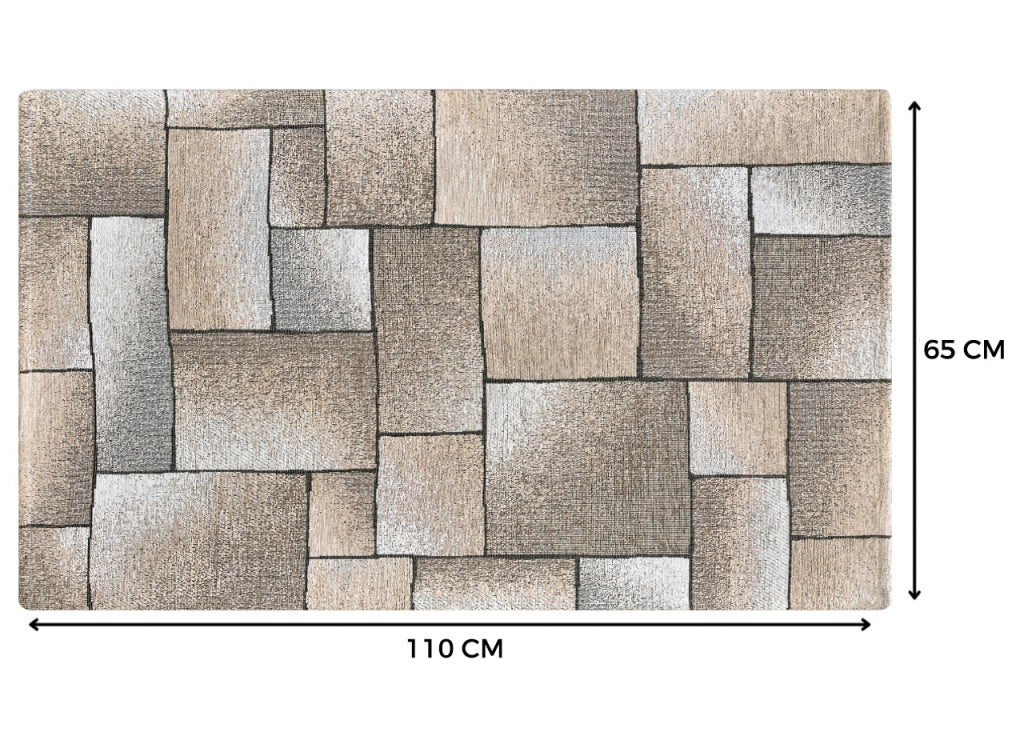 Tappeto Salotto Velour Antiscivolo Disegno Tetrix By Suardi - 65x110(2Tappeti) - Tortora