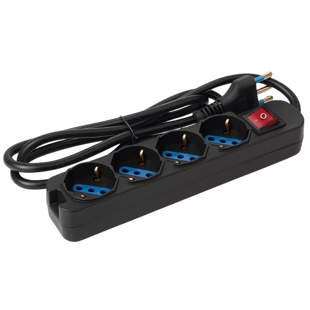 Multipresa ecova 30097 nera 4 prese schuko universali con interruttore