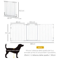 Cancelletto per Cani con Chiusura Automatica e Sistema di Blocco, in Metallo e Plastica, 180x74.5 cm, Bianco