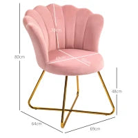 Sedia Moderna Ergonomica con Schienale a Petalo Vellutato Rosa e Gambe Incrociate Oro, 69x64x80 cm