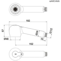 Doccia doccetta due getti per miscelatore estraibile, con pulsante, anticalcare
