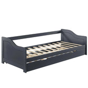 Divano letto trasformabile per 2 persone letto estraibile divano letto letto per gli ospiti struttura in pino rete a doghe in compensato grigio scuro 205x190,5x66cm 03_0001318